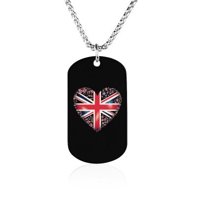 British Flag in Heart Shape Necklace Memorial Necklace Creative Photo Necklace Custom Picture Pendant Jewelry for Men Women Gifts