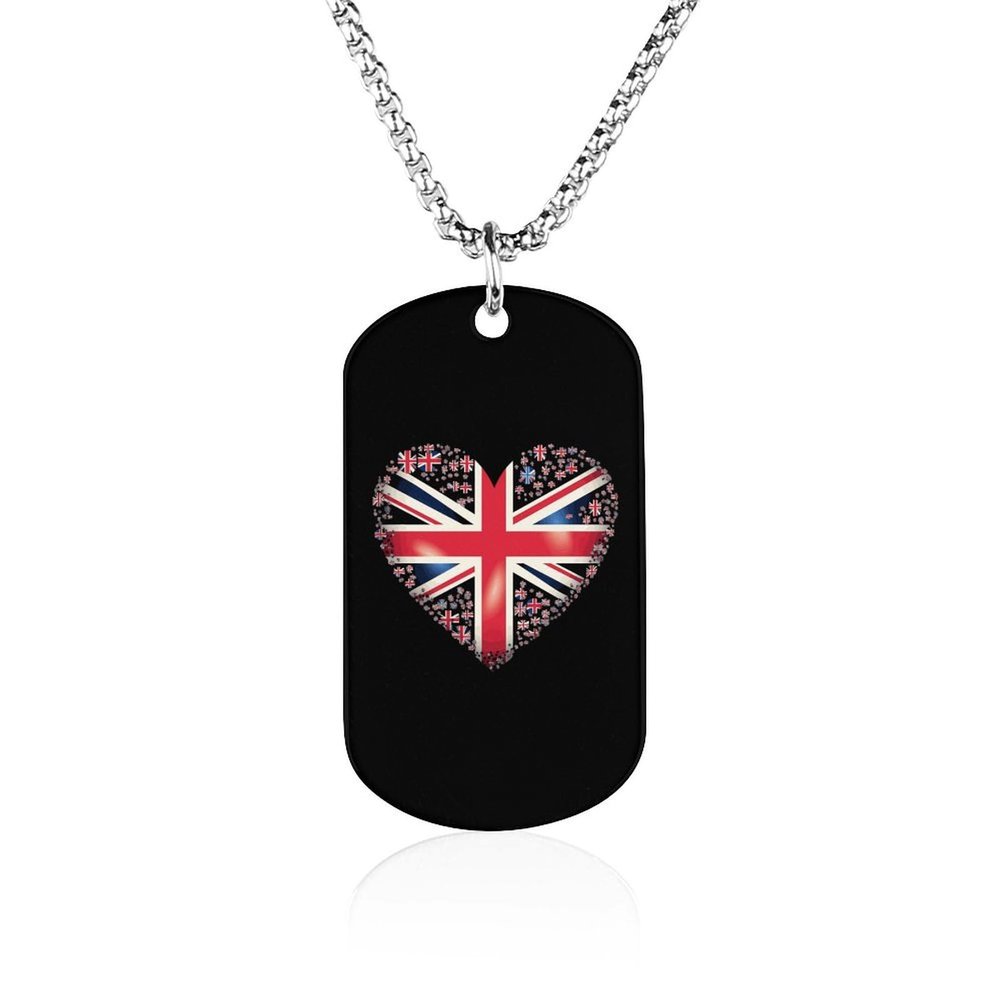 British Flag in Heart Shape Necklace Memorial Necklace Creative Photo Necklace Custom Picture Pendant Jewelry for Men Women Gifts