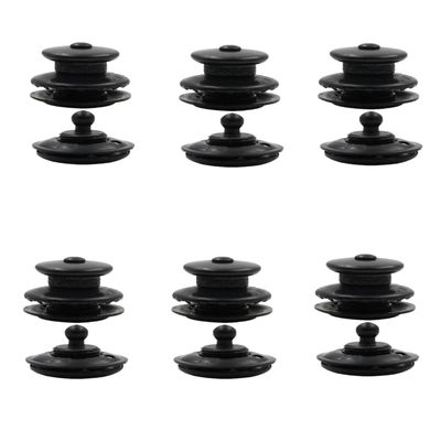 6 Sets QD Yacht Round Shape Brass Fabric to Fabric Fastener Lower Parts and Upper Parts for Marine Boat Cover Fastern Lock Black