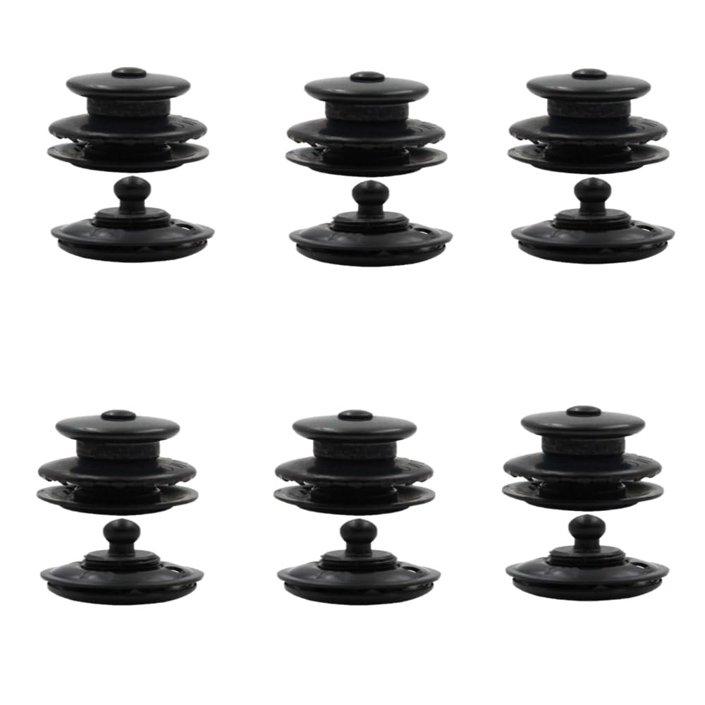 6 Sets QD Yacht Round Shape Brass Fabric to Fabric Fastener Lower Parts and Upper Parts for Marine Boat Cover Fastern Lock Black