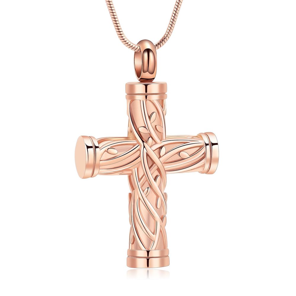 AIWENXI Cross Cremation Jewelry Tree of Life Ashes Necklaces for Men Women Stainless Steel Memorial Urn Necklaces Pendant for Human/Pet Ash Keepsakes Jewelry