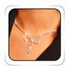 ACEDRE Rhinestone Bow Pendant Necklace Jewelry Silver Crystal Bowknot Choker Necklaces Dainty Tennis Chain for Women (1-Silver) view 1