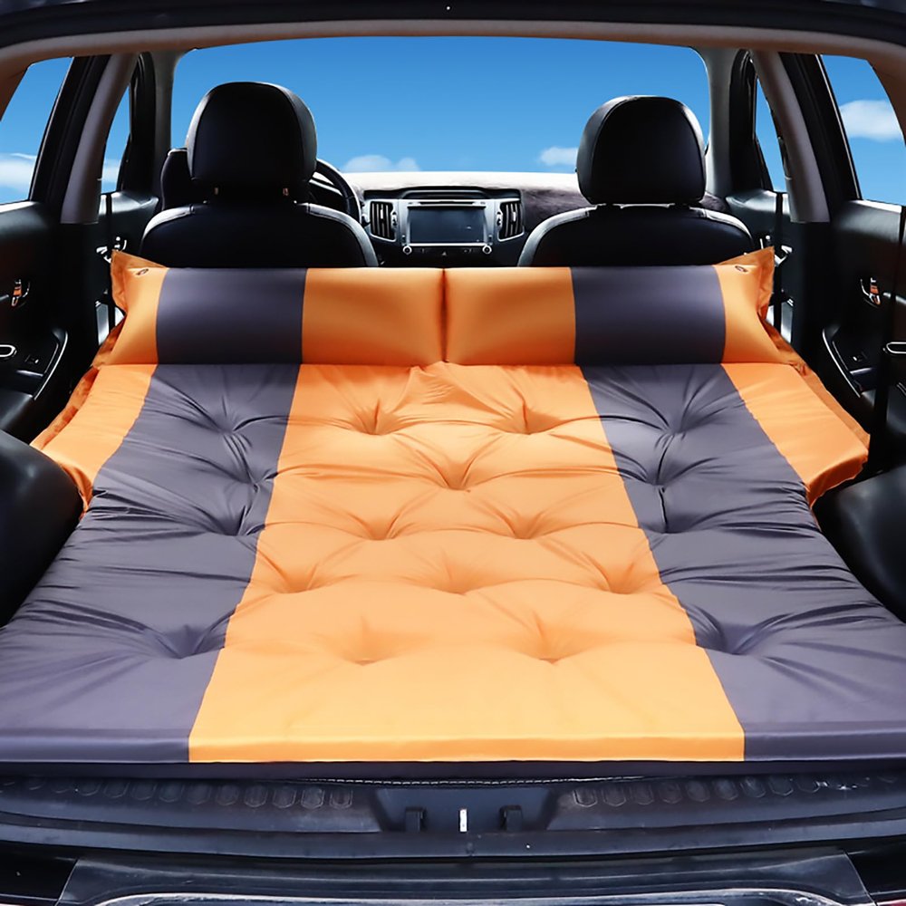 SUZEPER Self-Inflating Car Air Mattress, Portable Car Automatic Air Bed, Outdoor Camping Sleeping Mat SUV Air Mattress with Pillow,Car Bed, Car Sleeping Pad SUV Mattress for Travel, Orange