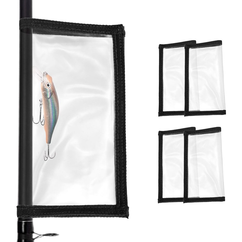PATIKIL Fishing Lure Wrap 4.3" x 7.9", 5 Pack Durable Clear PVC Lure Covers Fishing Hook Covers Bait Storage Easily See Lures Keep Fishing Safe, Black