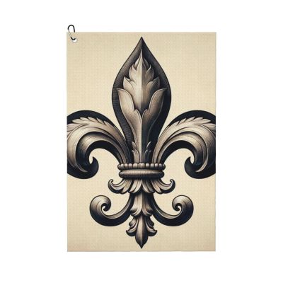 Augenstern 24x16in Golf Towel with Carabiner Clip Royal-Fleur-De-Lis-Black Golf Cleaning Towel