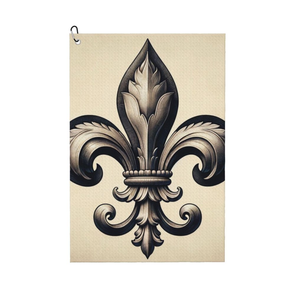 Augenstern 24x16in Golf Towel with Carabiner Clip Royal-Fleur-De-Lis-Black Golf Cleaning Towel