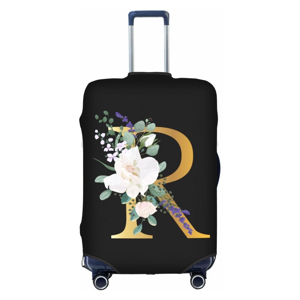 Thinsen Luggage Cover Elastic Washable Suitcase Protector for Traveling with Zipper Anti-Scratch, Letter Black Floral