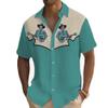Retro Western Skull Cowboy Playing Guitar T-Shirt Retro Western Skull Cowboy Print Button V Neck Vest Rock Shirt Fun Graphic Tank Top V Neck Tee Shirts view 1