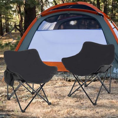 Apeaka Folding Camping Chairs Set of 2 Outdoor Portable Lawn Chairs with Carrying Bag Outside Foldable Backpacking Sports Beach Chair Black