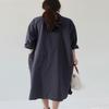 chouyatou Women's Casual Long Sleeve Button Down Maxi Shirt Dress Spring Summer Tunic Dress (X-Large, Navy Blue) view 2