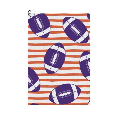 Augenstern 24x16in Golf Towel with Carabiner Clip American-College-Football-Purple-Orange Golf Cleaning Towel