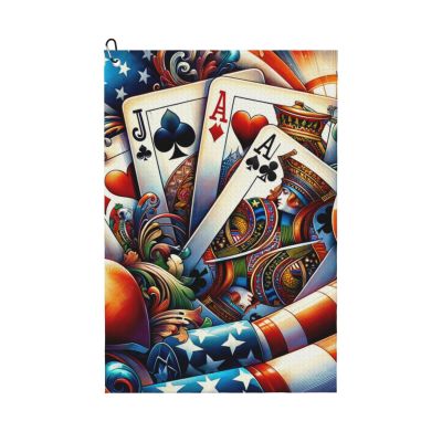 Augenstern 24x16in Golf Towel with Carabiner Clip American-Poker-Card Golf Cleaning Towel