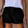 Dademeo Denim Shorts for Women Fashion Frayed Summer Casual Shorts Elastic Waist Distressed Fringed Drawstring Jean Shorts view 2
