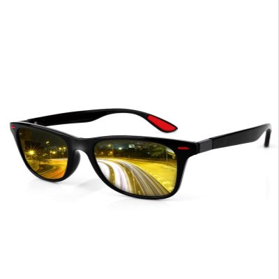 FIMOSON Classic Square Night Vision Glasses for Men Women, Anti Glare HD Polarized Sunglasses Driving Fishing Golf UV400 Protection