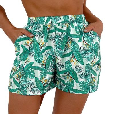 Urchics Womens Casual Board Shorts Swim Tropical Print Swimwear Bottom Swimming Trunks color60 L