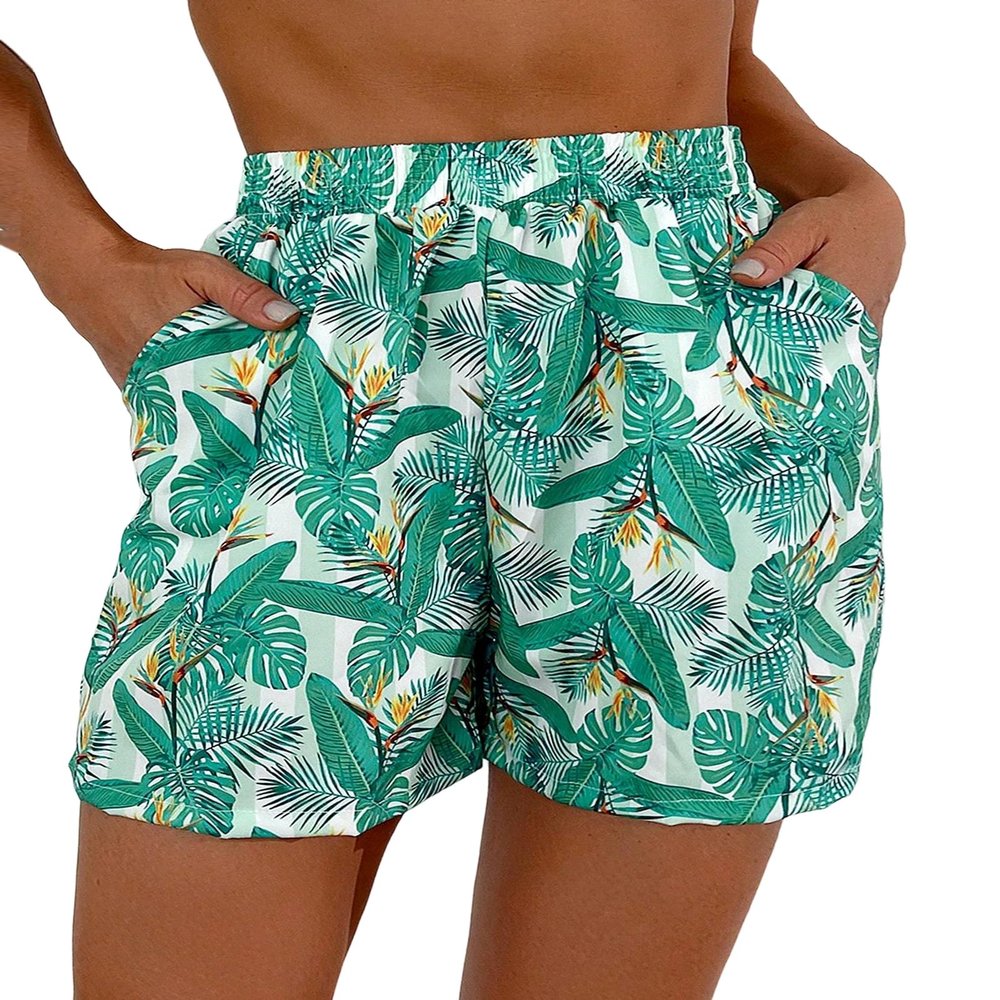 Urchics Womens Casual Board Shorts Swim Tropical Print Swimwear Bottom Swimming Trunks color60 L