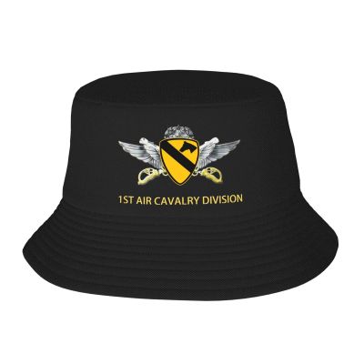 Joisbs First Air Cavalry Division Air Cav Summer Style Essential: Double-Layer Fisherman Hat for Sun Protection and Fashion! Black