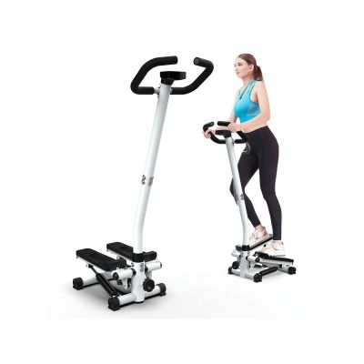 Stepper with Handlebar, Mini Stepper Stair Stepper with 300LBS Loading Capacity, Hydraulic Fitness Stepper with LCD Monitor, White