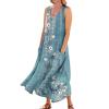 Linen Dress Plus Size Dresses for Curvy Women Sleeveless Summer Dresses Casual Baggy Flowy Maxi Sun Dresses Pocket view 1