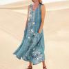 Linen Dress Plus Size Dresses for Curvy Women Sleeveless Summer Dresses Casual Baggy Flowy Maxi Sun Dresses Pocket view 2