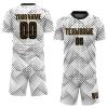 NineFit Basics Custom Soccer Jersey Men Women Youth Kids, Athletic Shirts with Name Number Logo White Old Gold Black Soccer Shirt Shorts Set view 1
