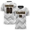 NineFit Basics Custom Soccer Jersey Men Women Youth Kids, Athletic Shirts with Name Number Logo White Old Gold Black Soccer Shirt Shorts Set view 2