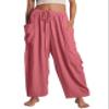 Flygo Women's Wide Leg Pants Summer Casual Loose Fit Beach Palazzo Harem Pants with Pockets(Pink-XL) view 1