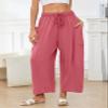 Flygo Women's Wide Leg Pants Summer Casual Loose Fit Beach Palazzo Harem Pants with Pockets(Pink-XL) view 2