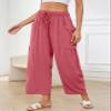 Flygo Women's Wide Leg Pants Summer Casual Loose Fit Beach Palazzo Harem Pants with Pockets(Pink-XL) view 3