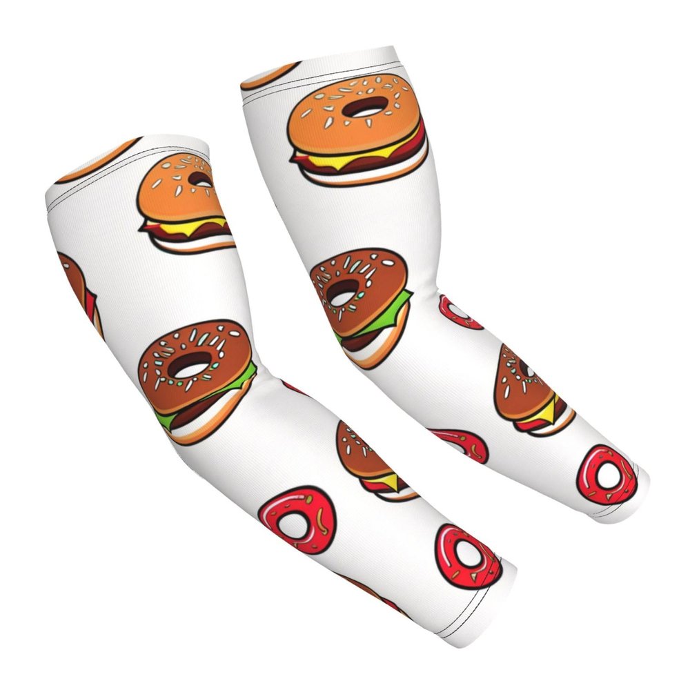 ZhongGuo Hamburger Doughnut Coke Printed Compression Arm Sleeves,Cooling Sun Protection Arm Sleeves for Men Women - Outdoor Sports