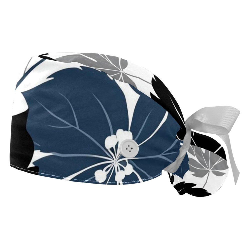2 Packed Flowers Plant herb Scrub caps Women Chef hat Surgical Scrub Cap for Beauty Salon