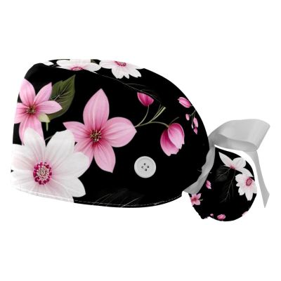 2 Packed Flowers Wallpaper Scrub caps Women Chef Cap Cute Scrub caps Women for Beauty Salon