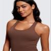 CRZ YOGA Women's Butterluxe Yoga Workout Tank Tops Racerback Sleeveless Camisole Athletic Gym Shirts Coffee Brown XX-Small view 3