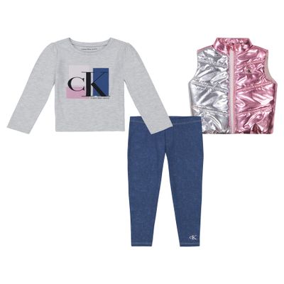 Calvin Klein 3pc Puff Vest Pant Set