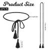 2 Pieces Braided Knotted Waist Belt, Womens Dress Belt Thin Knotted Chain Tie Belt Decorative Boho Belt Trendy Waistband with Tassel Fringe Wrap Cloth Rope Belts for Women Girls Dresses Skirt Pants view 3