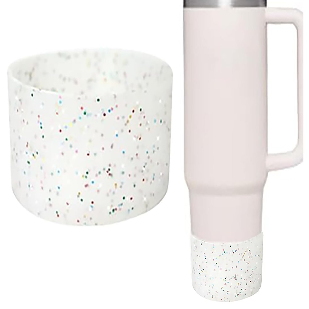 1Pc Glitter Silicone Boot for Stanley Cup 30/40oz Tumbler,2.95In Non-Slip Soft Silicone Cup Protective Boot for Stanley 12-24oz Hydro Flask Bottle