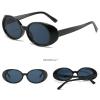mincl Fashion Small Oval Sunglasses Women Contrast Color Shades UV400 Retro Unique Female Trending Gradient Print Sun Glasses N45 (black) view 2
