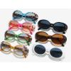 mincl Fashion Small Oval Sunglasses Women Contrast Color Shades UV400 Retro Unique Female Trending Gradient Print Sun Glasses N45 (black) view 4