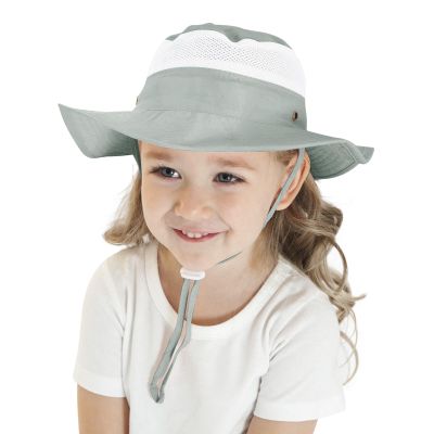 Beisto Kids Sun Hat Wide Brim Adjustable Summer Bucket Hat Sun Protection UPF 50+ Outdoor Beach Camping Mesh Cap for Boys Girls Blue
