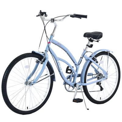 ZUKKA 26 Inch Beach Cruiser Bike for Women 7 Speed Cruiser Bike with High Carbon Steel Dual V-Brakes Commuter Bike for Women Men, Multiple Colors