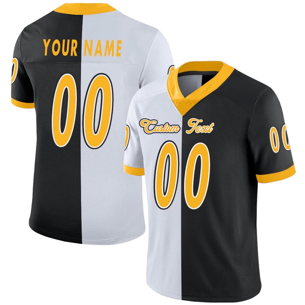 Custom Split Two Tone Jersey,Personalized Design Your Own Football Jerseys for Men Women Youth,Fans Gifts Grayishwhite&Black4