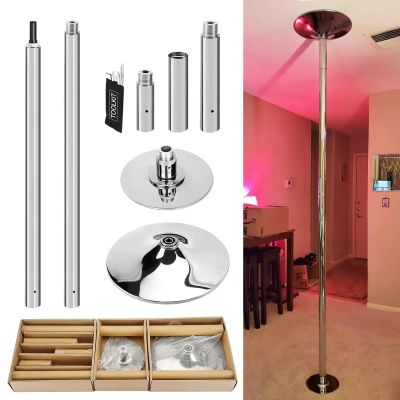 SUZEPER Premium Dance Pole, 45mm Spinning Dance Pole with Extension,Adjustable Static & Swivel Stabilized Stripper Pole for Extra High Ceilings, No Drilling Required