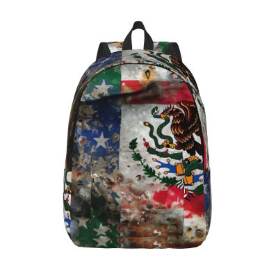 MDATT Mexican American Flag Backpacks Lightweight With 1 Main Compartment, Tote Shoulder Hiking Bag, Small, Black