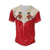 NineFit Basics Retro Western Skull Cowboy Playing Guitar T-Shirt Retro Western Skull Cowboy Print Button V Neck Vest Rock Shirt Fun Graphic Tank Top V Neck Tee Shirts, Small, Red view 1
