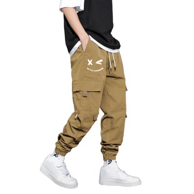 PAIKU FINSOO Men's Tactical Cargo Pants Casual Hip Hop Style Drawstring Multiple Pocket High Waisted Graphic Street Pants (US, Alpha, Small, Regular, Regular, Dark Khaki)