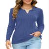 Micoson Sweater for Women Dressy Casual Fall Tops 2024 Collared V Neck Long Sleeve Pullover Sweater Knit Jumper (Blue,M) view 2