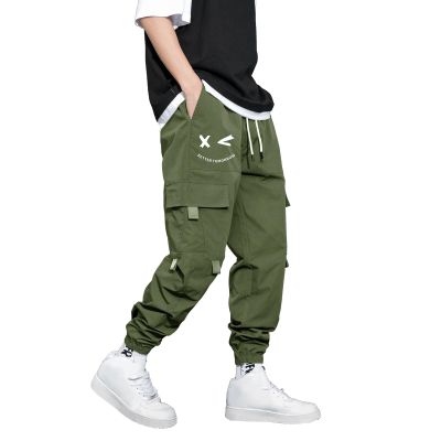 PAIKU FINSOO Men's Tactical Cargo Pants Casual Hip Hop Style Drawstring Multiple Pocket High Waisted Graphic Street Pants (US, Alpha, Small, Regular, Regular, Army Green)