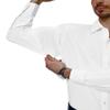 Alimens & Gentle Mens Dress Shirts 4-Way Stretch Long Sleeve Collared Casual Solid Wedding Dating Button Down Shirt Ivory view 4