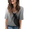 GAANBODI Half Sleeve Tops for Women Womens Casual V Neck Floral Printed Summer Shirts Loose Fit Elbow Length Sleeve Blouses 03-Gray Medium view 1