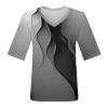 GAANBODI Half Sleeve Tops for Women Womens Casual V Neck Floral Printed Summer Shirts Loose Fit Elbow Length Sleeve Blouses 03-Gray Medium view 4